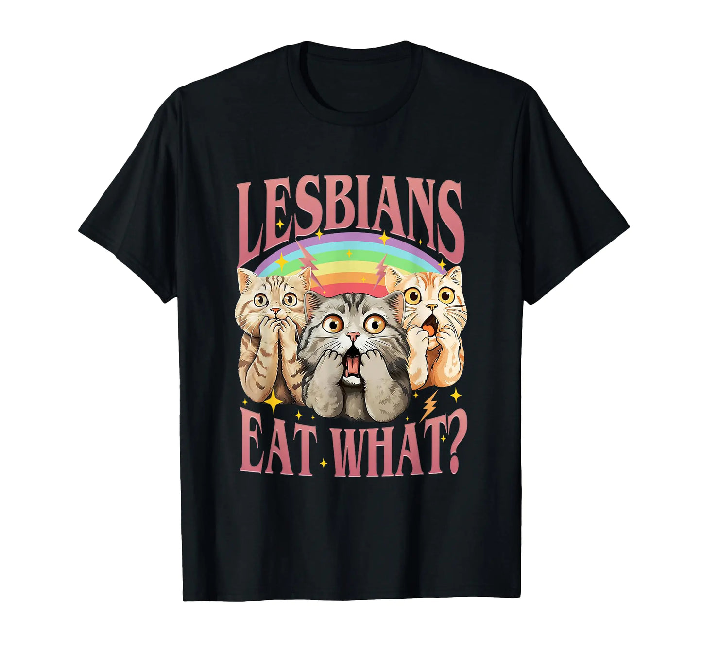 Retro LGBT Eat What Cat Lesbian Pride Month Equal Rights T-Shirt