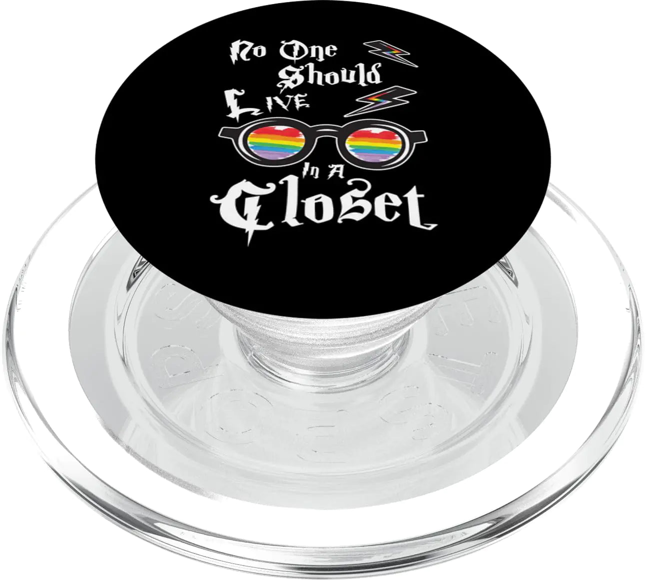 No One Should Live In A Closet LGBT Gay Pride Rainbow LGBTQ PopSockets PopGrip for MagSafe