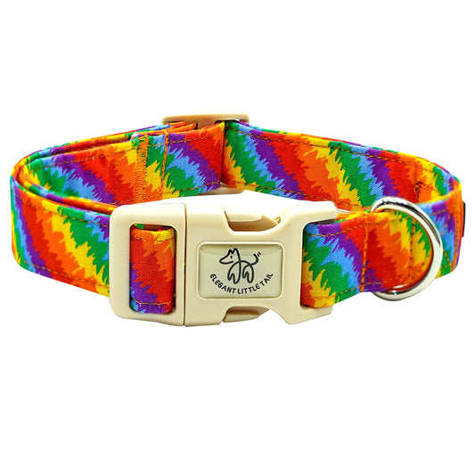 Elegant little tail Dog Collar LGBT Holiday Pet Collar Dog Durable Rainbow Print Dog Collars Plastic Buckle Soft Pet Gift Adjustable Dog Collar for Small Medium Large Dogs