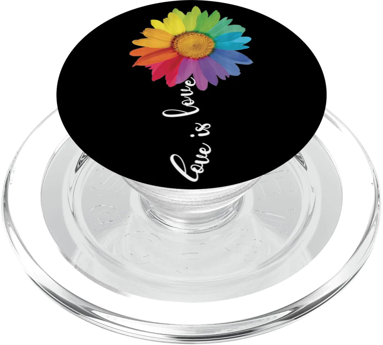 Love is Love Rainbow Sunflower LGBT Gay Lesbian Pride Gifts PopSockets PopGrip: Swappable Grip for Phones & Tablets PopSockets PopGrip for MagSafe