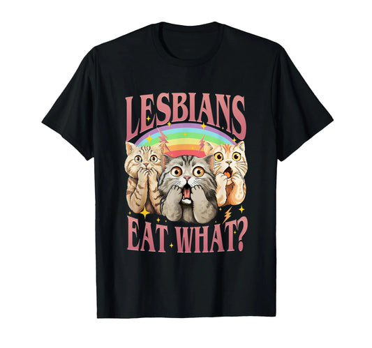 Retro LGBT Eat What Cat Lesbian Pride Month Equal Rights T-Shirt