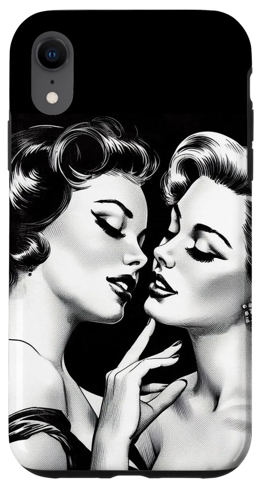iPhone XR Vintage Kissing Lesbian Women LGBT Queer Love Kiss Meme Case
