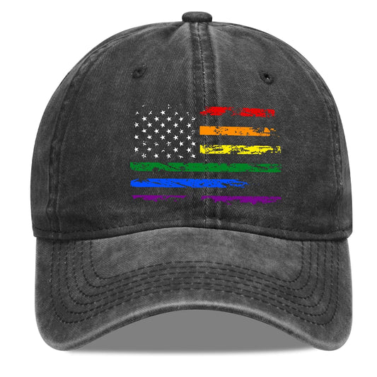 Heucapc U.S. Flag LGBT Rainbow Baseball Cap Gay Pride Baseball Hat Love is Love Adjustable Hats for Men and Women